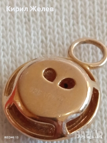 Сребърна висулка с инкрустирани кристали позлата стил и елегантност 26312, снимка 4 - Колиета, медальони, синджири - 52845948