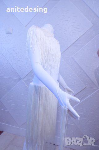 Бяла рокля с ресни за латино танци, снимка 17 - Детски рокли и поли - 44029662