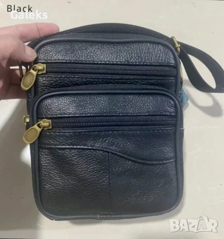 Удобна, Практична и Компактна Лятна чантичка /Черна естествена кожа!, снимка 3 - Чанти - 50651703