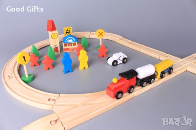 Дървено влакче с дървени релси, 48 части, снимка 4 - Влакчета, самолети, хеликоптери - 42949550