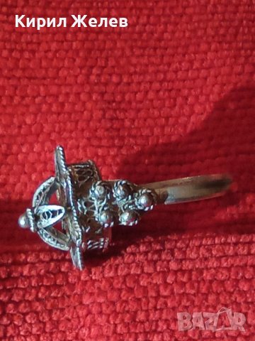 СТАРИНЕН СРЕБЪРЕН ПРЪСТЕН ФИЛИГРАН СРЕБРО 900 РЪЧНА ЮВЕЛИРНА МАЙСТОРСКА ФИНА ИЗРАБОТКА УНИКАТ 57501, снимка 5 - Антикварни и старинни предмети - 33051717