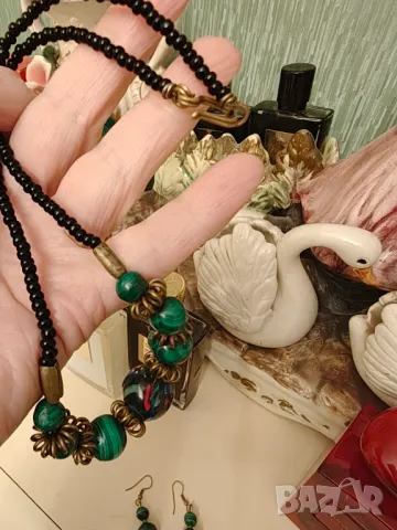 Стар италиански лот ,малахит ,мурано ,оникс , снимка 4 - Бижутерийни комплекти - 48473555
