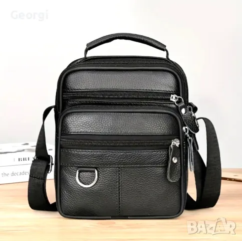  Мъжка компактна и малка чантичка с дръжка за през рамо (естествена кожа), снимка 2 - Чанти - 49305880