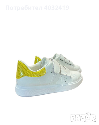 Дамски спортни обувки в бяло и жълто, снимка 2 - Маратонки - 44878754