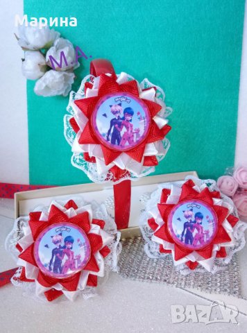 Детски Аксесоари за коса с панделка КАЛИНКАТА  и ЧЕРНИЯ КОТАРАК!