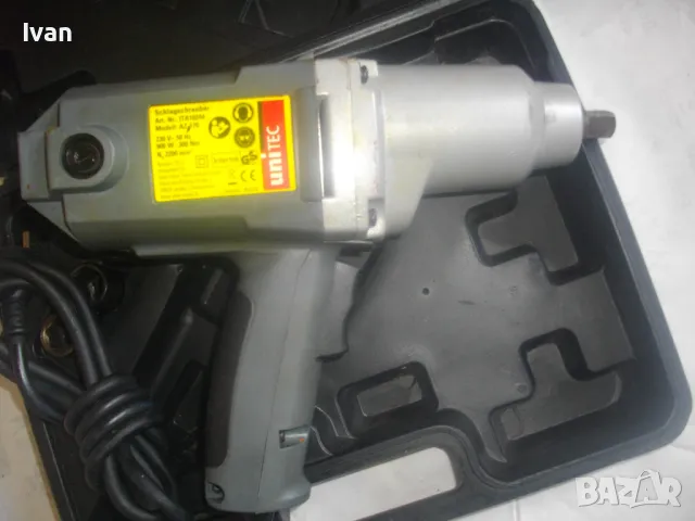 300Nm 900W UNITEC НЕМСКИ ОРИГИНАЛЕН 2014г. ЕЛЕКТРИЧЕСКИ ГАЙКОВЕРТ В КУФАР С 3 ТОРСА НАКРАЙНИЦИ, снимка 14 - Други инструменти - 50415052