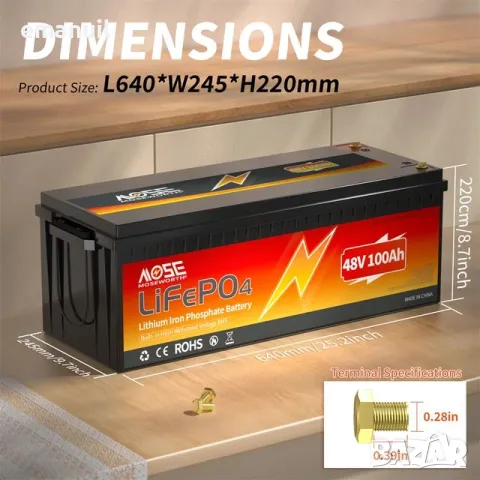 LiFePO4 12V 24V 36V 48V 6-300A UPS POWER BANK Aкумулатор кемпер солар, снимка 11 - Други машини и части - 45251978