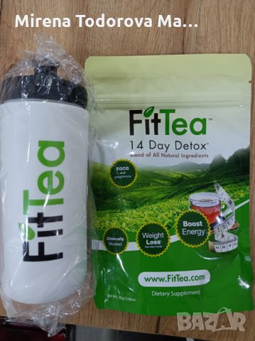 FitTea чай за отслабване, детокс 14 дневен хранителна добавка + чаша