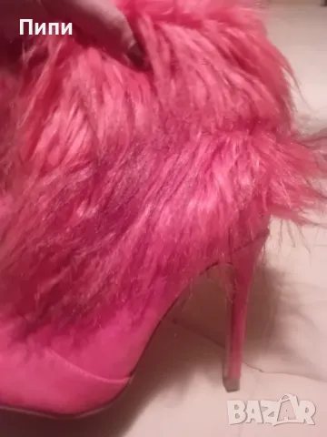 Розови боти велур и пух , снимка 2 - Дамски боти - 47905663