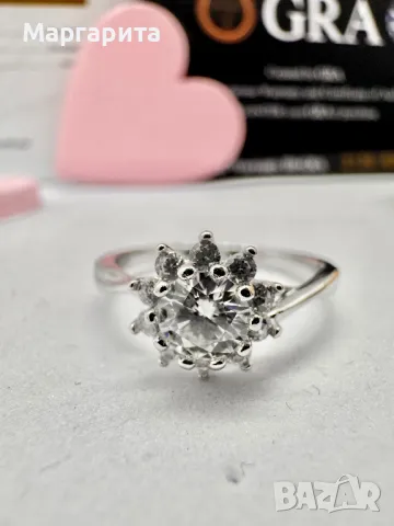 Сребърен пръстен с мойсанит (диамант) 0.5 карата 
