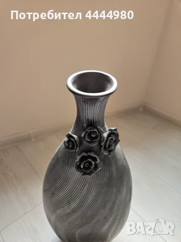 Дизайнерска сива ваза, снимка 3 - Вази - 49897333