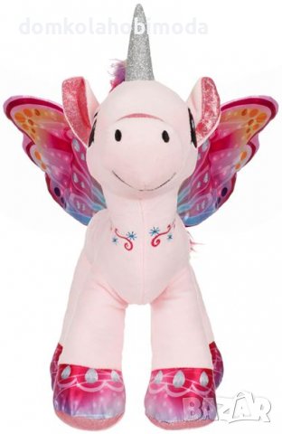 Плюшен розов еднорог с многоцветни крила,30х16х41 см, снимка 2 - Плюшени играчки - 39559779
