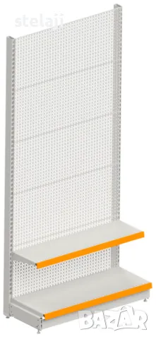 Крайстенен стелаж с перфориран гръб за закачане на куки и рафт, снимка 2 - Стелажи и щандове - 47701149