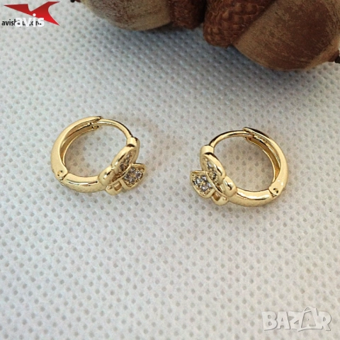 Обеци с 14К златно покритие 2141839, снимка 2 - Обеци - 52747341