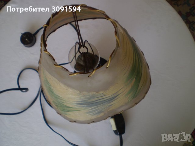 Стара керамична лампа със рисуван абажур ЛАМПАТА Е НА ТОК, снимка 11 - Антикварни и старинни предмети - 39776863