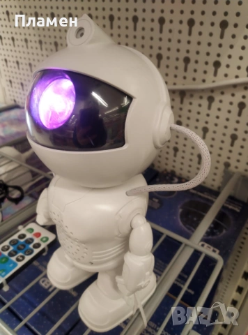 Робот нощна лампа LED прожектор и тонколона астронавт дистанционно  11 x 8 x 20 cm, снимка 6 - Играчки за стая - 53433927
