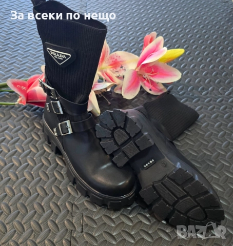 Prada Дамски Черни Боти Тип Чорап Прада Код VL-160, снимка 2 - Дамски боти - 52224697