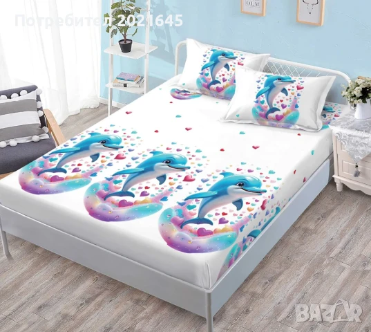 Чаршаф с ластик за спалня и  2 калъфки, снимка 2 - Спално бельо - 50983483