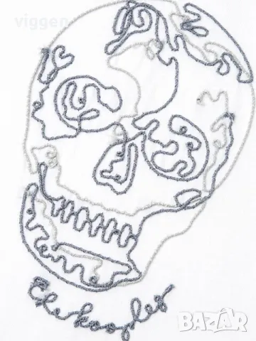 Нова оригинална фланелка The Kooples с бродиран череп. Цвят бял. Размер М. Топ цена 45лв., снимка 3 - Тениски - 50223456