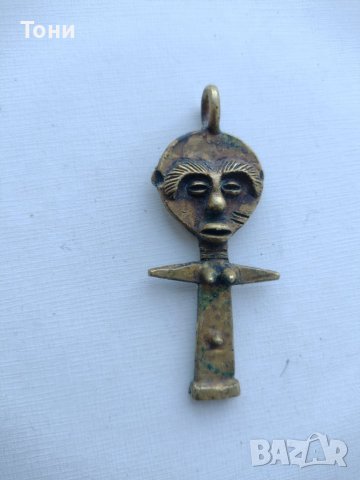 Амулет за късмет - Ashanti Akwaba - Медальон от бронз, снимка 2 - Антикварни и старинни предмети - 38438451