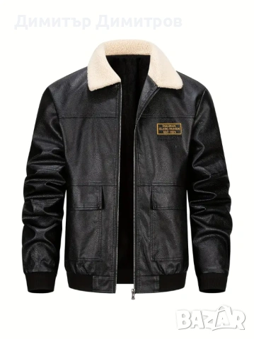 Яке от кожа добавена изкуствена вълна,устойчиво на дъжд и сняг Размер L 50 - 30 евро, снимка 4 - Якета - 53266251