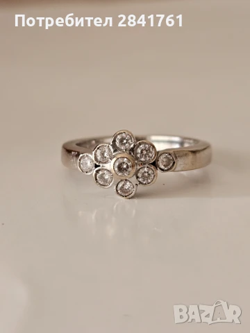 Златен пръстен бяло злато 14К проба 585 , снимка 3 - Колиета, медальони, синджири - 45819487