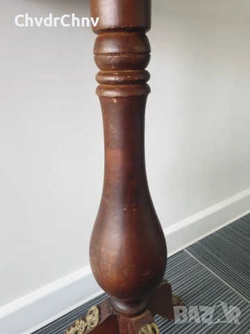 73см стара френска барокова дървена масичка/шестоъгълна маса/мраморен плот/дърво с бронзов обков, снимка 6 - Антикварни и старинни предмети - 46474934