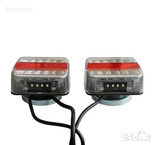 Комплект от 2 броя Универсални LED диодни стопове с магнит и кабели за ремарке, колесар, тир Е4 12V, снимка 3 - Аксесоари и консумативи - 40495088