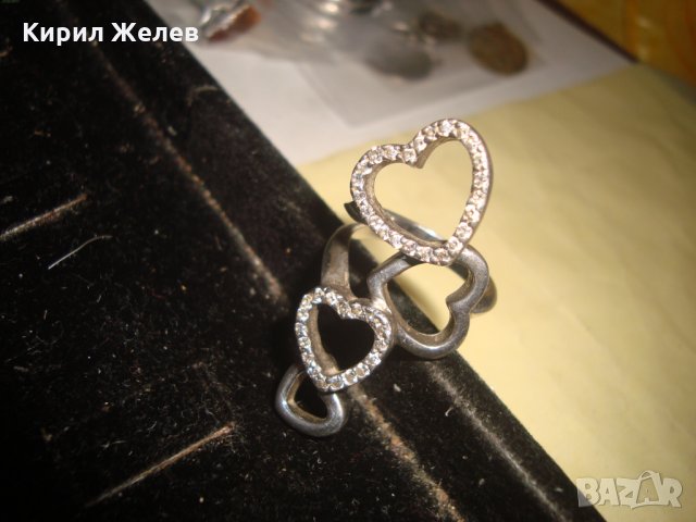 СКЪПОЦЕНЕН СРЕБЪРЕН СЪРЦЕВИДЕН ДИЗАЙНЕРСКИ ПРЪСТЕН СРЕБРО 925 с ЦИРКОНИ 20535, снимка 7 - Пръстени - 32998691