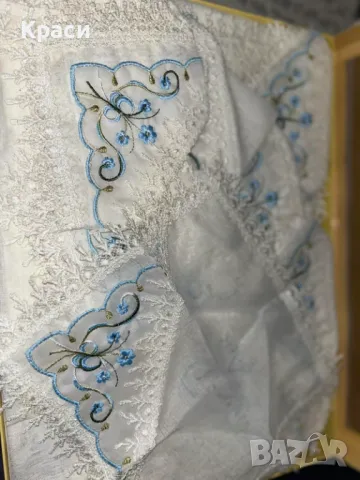 Луксозен турски комплект с изящно ръчно бродирани цветя., снимка 5 - Покривки за маси - 49260525