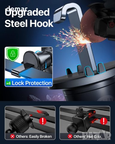 HTU Стойка за телефон за кола iPhone 14,13,12 Pro Max,Samsung S23, снимка 4 - Аксесоари за Apple - 43074768