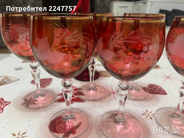 Сервиз кристални чаши за вино Bohemia, снимка 2 - Сервизи - 52621298