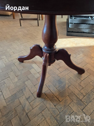 Дървена кръгла трапезна маса от масив, снимка 4 - Маси - 53421870