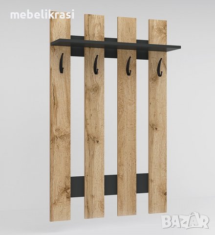 Модулно портманто Денвър Конфигурация 1 - гардероб, огледало, шкафчета, Дъб вотан / Антрацит, снимка 4 - Портманта - 39789223