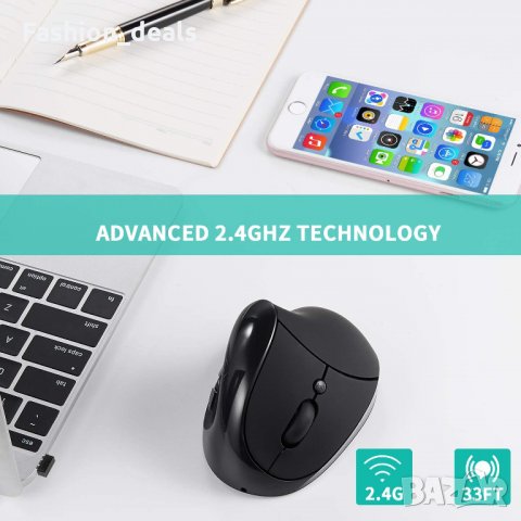 Нова Мишка за лява ръка акумулаторна безжична ергономична вертикална, снимка 7 - Клавиатури и мишки - 34954907