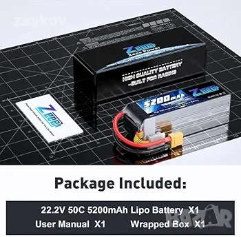 Zeee 6S Lipo батерия 5200mAh 22.2V 50C с щепсел XT90 Съвместима за RC самолет RC Quadcopter, снимка 3 - Други инструменти - 48792991