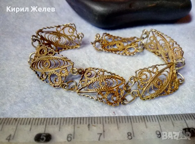 СТАРИННА ПОЗЛАТЕНА ФИЛИГРАННА СРЕБЪРНА ГРИВНА СРЕБРО 925 РЪЧНА МАЙСТОРСКА ФИНА РЕТРО ИЗРАБОТКА 47942, снимка 14 - Антикварни и старинни предмети - 48467795