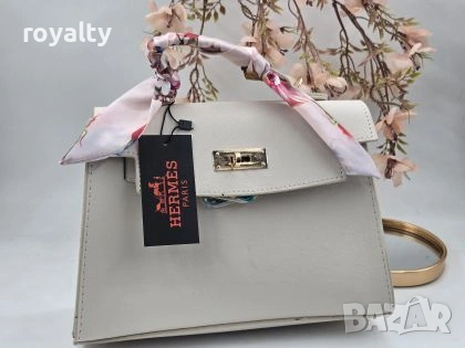 Hermes Кожена Дамска Чанта с Шалче 
