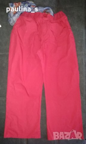 Памучен панталон "Identic" / червен панталон голям размер 