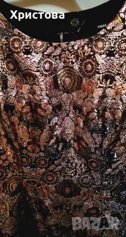 Къса парти рокля в бляскаво медно злато,S, снимка 5 - Рокли - 43035651