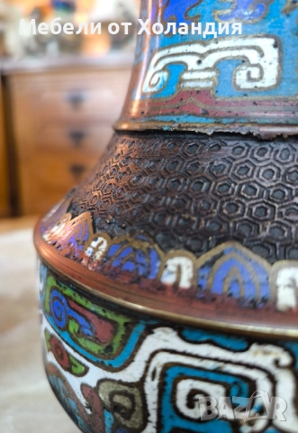 две японски вази Клоасон от 19-ти век, снимка 7 - Антикварни и старинни предмети - 52524839