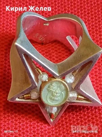 Сребърен пръстен на Ордена на Източната звезда масонски свързан дамски помощен орган уникат 52989, снимка 10 - Пръстени - 53040065