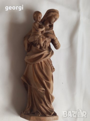 дървена статуетка дърворезба Богородица с Младенеца, снимка 4 - Статуетки - 44140303