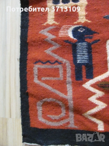 19век автентичен вълнен килим Централна Америка ,85х40см., снимка 4 - Антикварни и старинни предмети - 51837697
