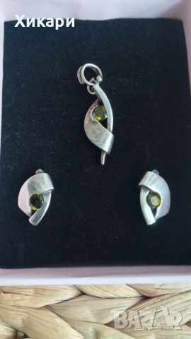 Сребърен комплект с Аквамарин/Сребърен комплект с Оливин, снимка 12 - Бижутерийни комплекти - 51743177