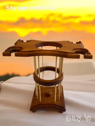 Ръчно изработена дървена стойка за вино с 4 чаши – стил, елегантност и уют в един аксесоар!, снимка 6 - Ръчно изработени сувенири - 49540607