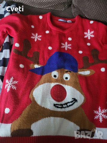 Коледен пуловер+коледна блуза 128-134, снимка 2 - Детски пуловери и жилетки - 38917264