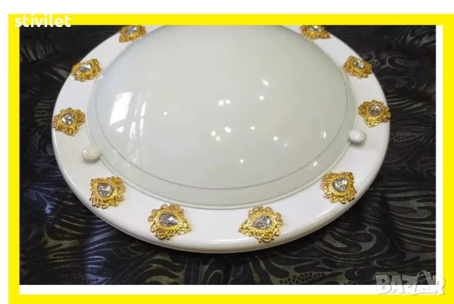 ПЛАФОН ЗЛАТНА КАПКА БЯЛА - НОВО- 3D ЕФЕКТ., снимка 6 - Лампи за таван - 47360237