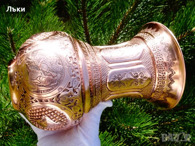 Персийска медна ваза Isfahan Qalamzani. , снимка 12 - Вази - 37818319