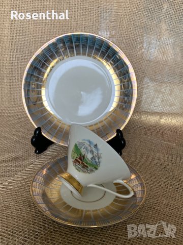 Колекционерски Баварски троен сет с пейзаж от Тирол, снимка 3 - Чаши - 33253605